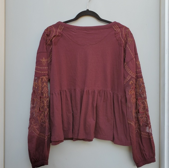Free People Embroidered Penny Tee Floral Top - Picture 6 of 7